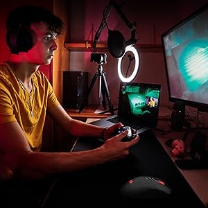 Redragon M656 Gainer Wireless Gaming Mouse, 4000 DPI 2.4Ghz Wireless Gamer Mouse w/ 5 DPI Levels, 7 Macro Buttons, Red LED Backl