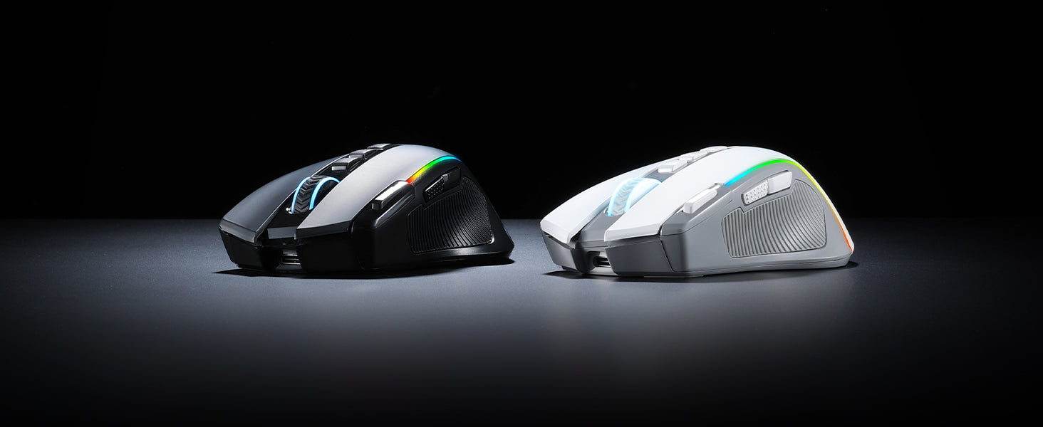 Redragon M612 PRO RGB BT 2.4G Gaming Gamer Mouse, 8000 DPI Wireless Optical 9 Programmable Buttons 7 Backlit Modes, B