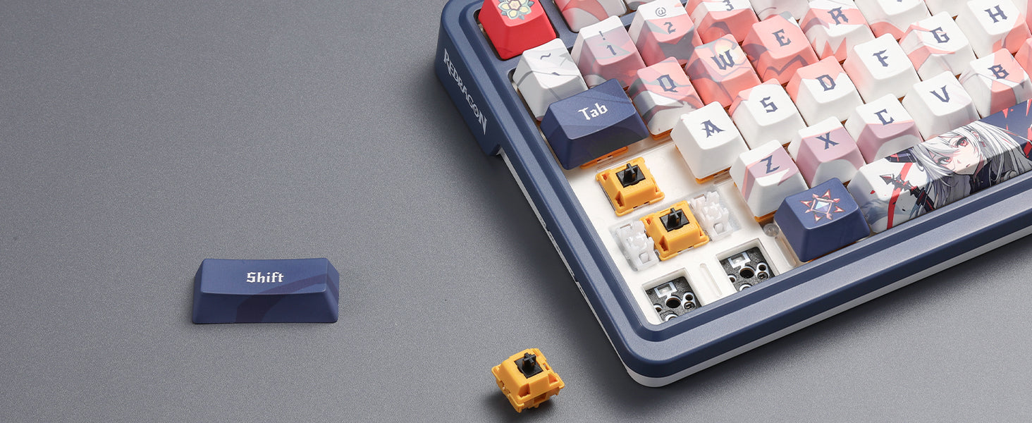 Redragon K686 PRO SE 98 Keys Wireless Gasket RGB Gaming Keyboard, 3-Mode Anime Mechanical Keyboard w/Hot-Swap Socket