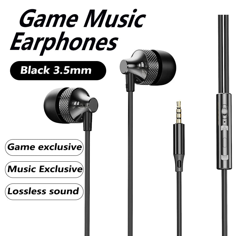 For Samsung Galaxy Gaming Wired Headphones Type C 3.5mm Heavy Bass In-Ear Earphones With Mic Phone Tablet PC HIFI Music Earbuds