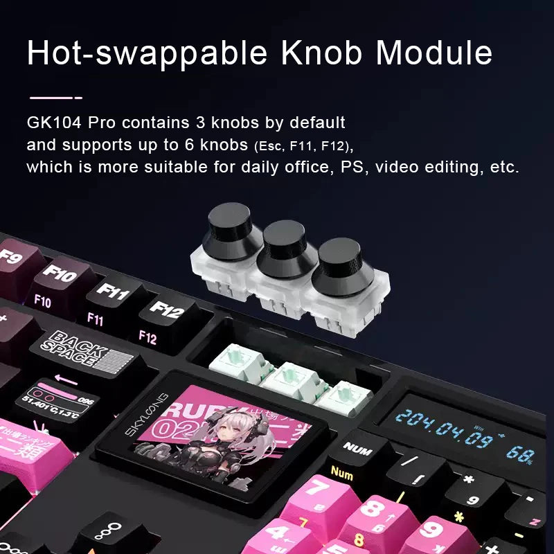 SKYLOONG GK104 Pro Mechanical E-sport Gamer Keyboard Full-Size Wireless Keyboard RGB Backlit Hot-Swappable Game Keyboard for PC