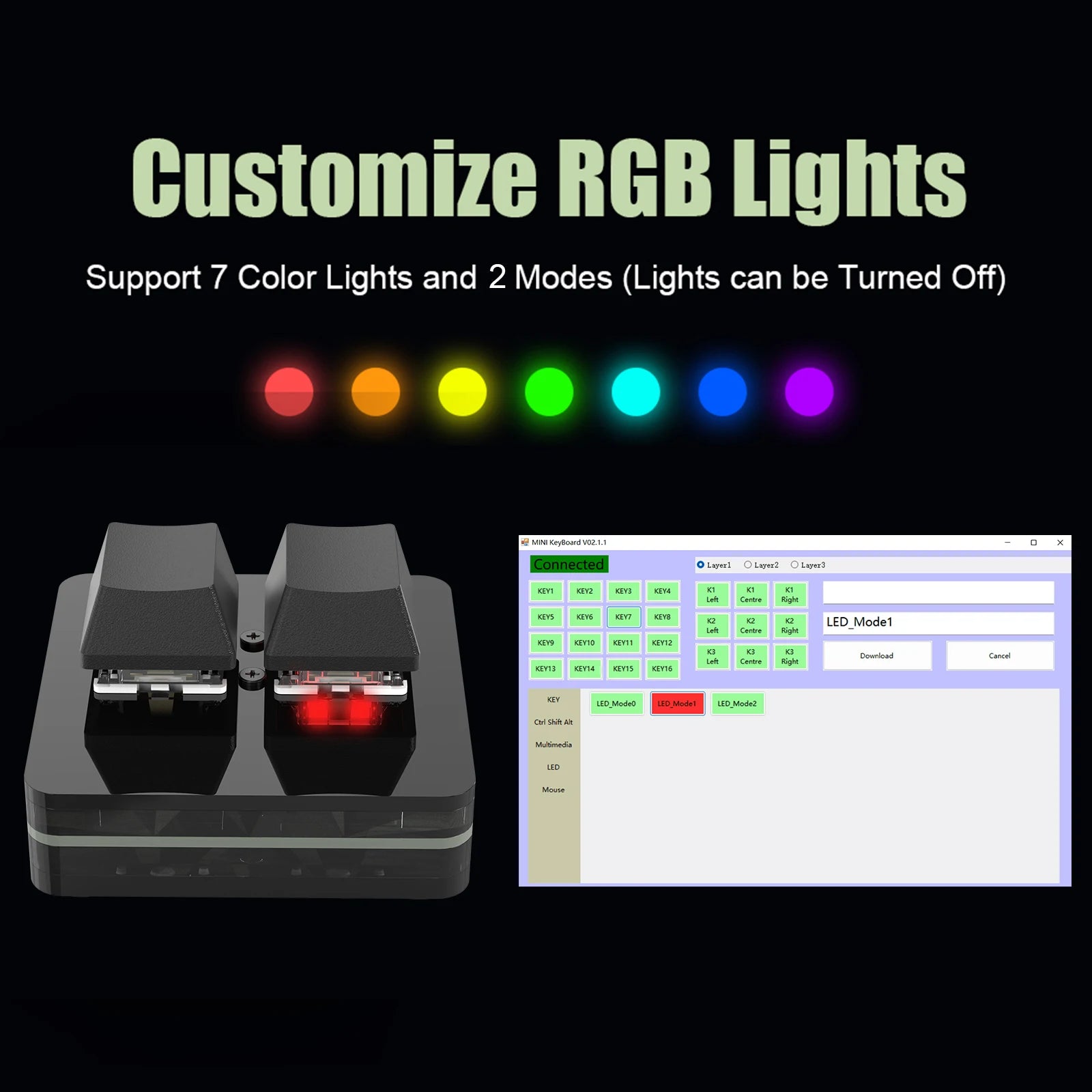 Macropad Macro Programming Keyboard RGB Mini Hot Swap Gaming Custom Knob Keypads Red Switch 3 Keys Knob For Photoshop Multimedia
