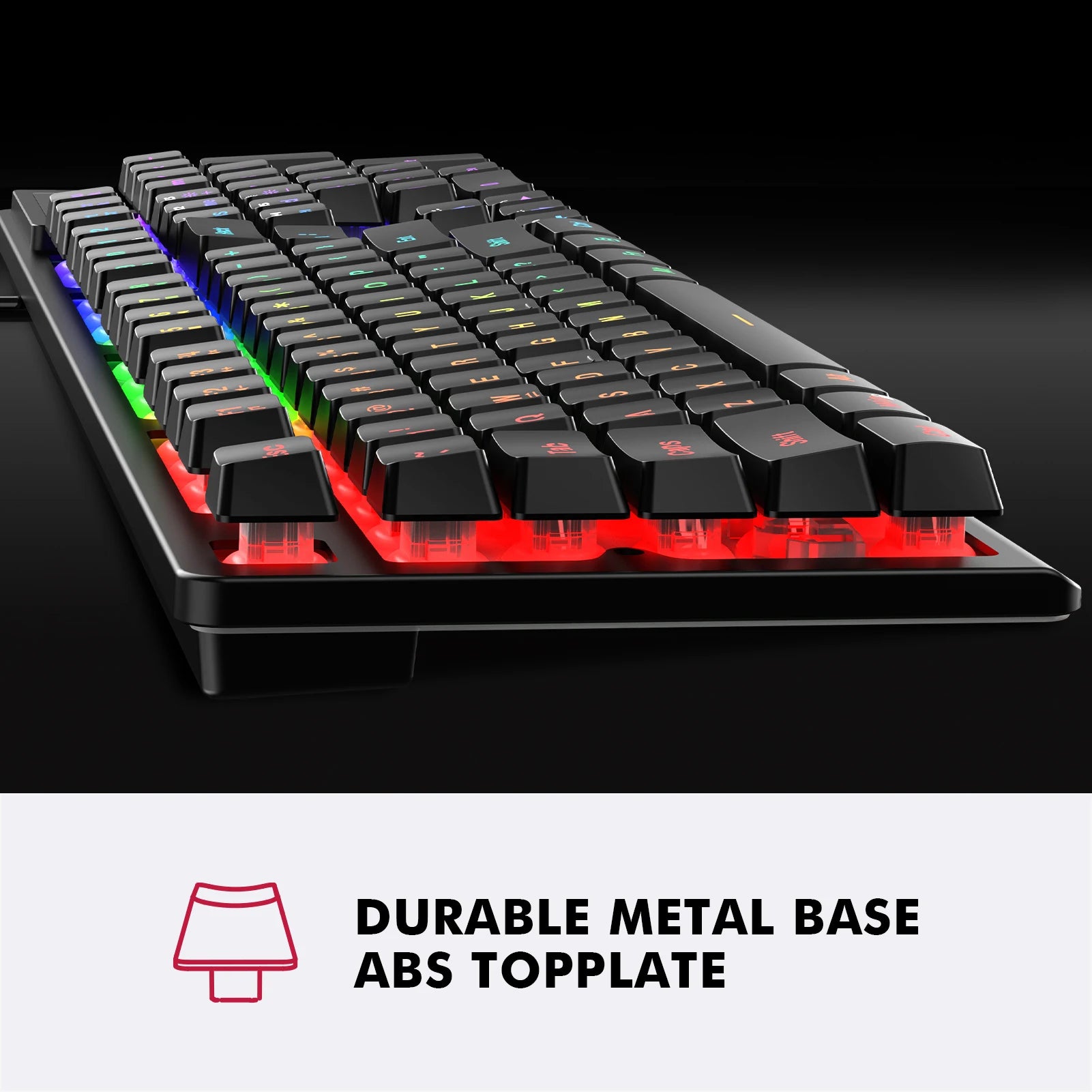 NPET K10V3 Gaming Keyboard, 104 Keys Wired, with RGB Backlit, for Windows Laptop PC black