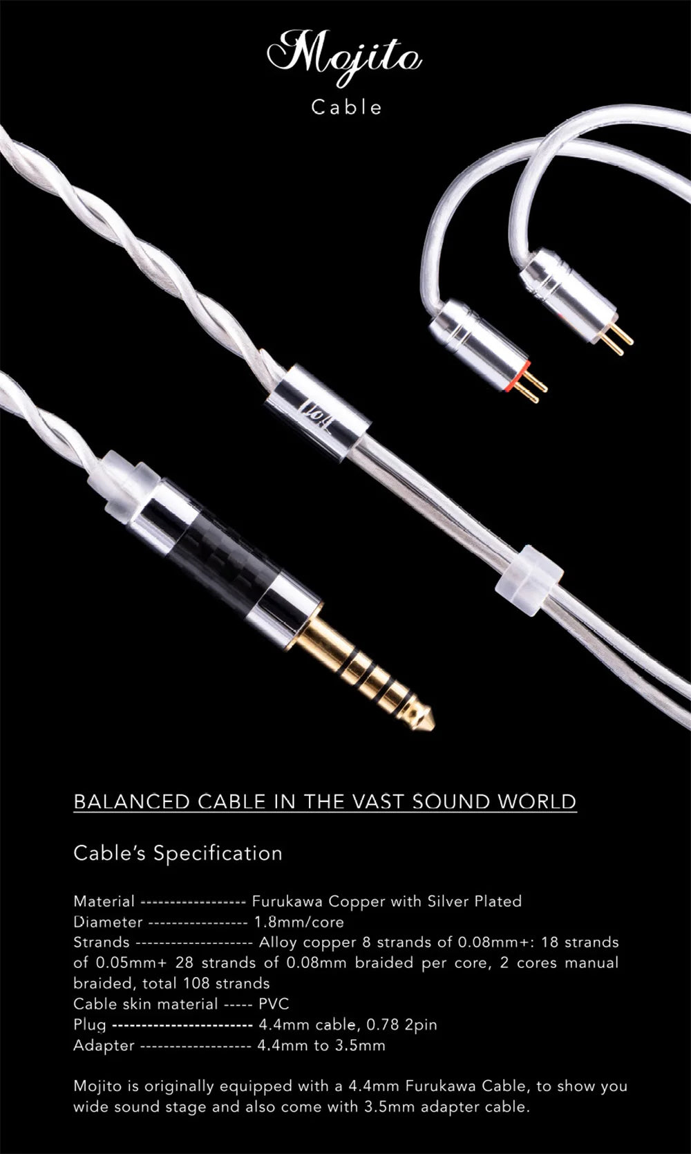 QoA Mojito 2 In Ear Earphones 2 Sonion BA+4 Knowles 6BA Driver Monitor HiFi Music 0.78 2pin Cable Headset Kinera IEMs Headphone