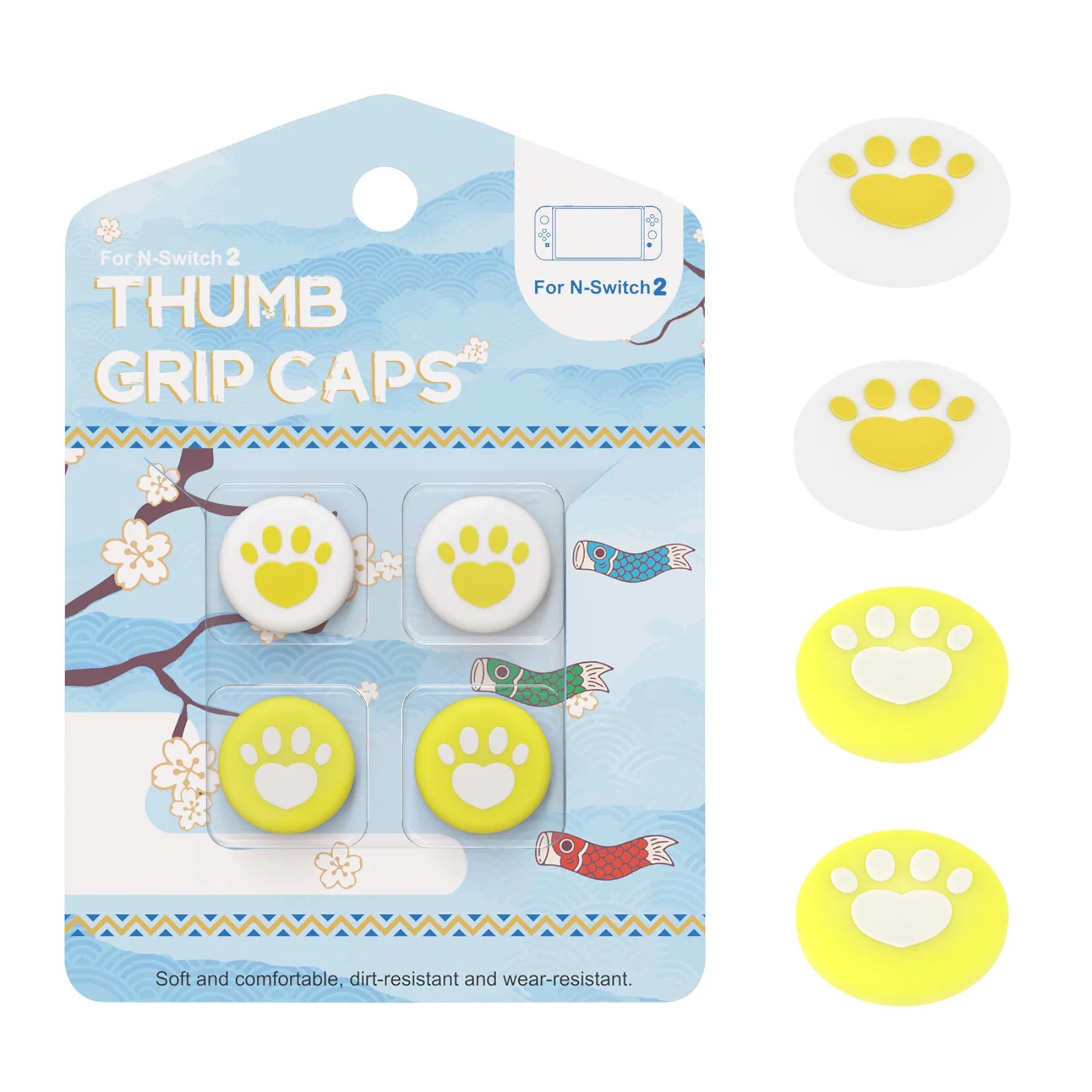 Thumb Skin Grips Caps for Nintendo Switch 2 Joystick Cover Case for Switch2 Silicone Soft Cat Paw Cover Game Console Accessories