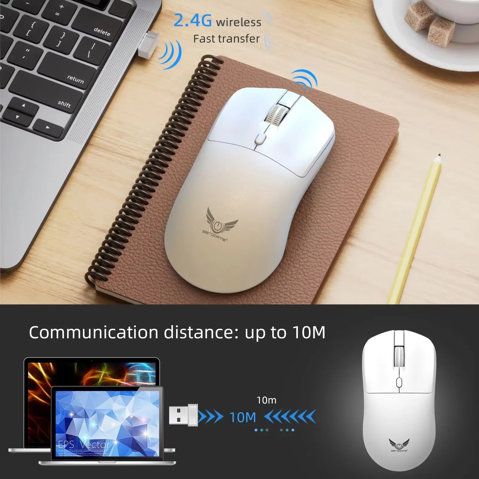 2.4G Wireless Mouse Gaming Mouse 3 Levels 1600 DPI Optical Office Mouse Ergonomic Mouse Mice for PC Computer Laptop Macbook