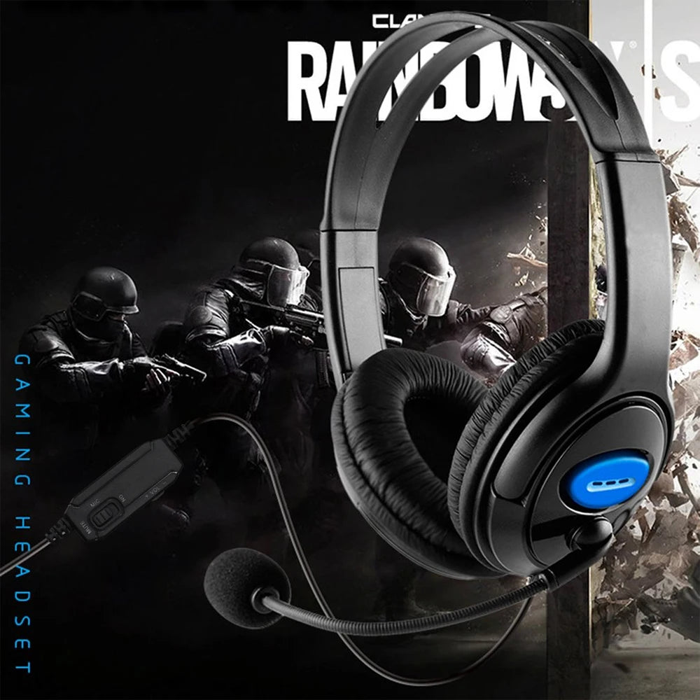 Headphones 3.5mm Wired Gaming Headset Earphones Music For PS4 Play Station 4 Game PC Chat computer With Microphone 120° Rotation