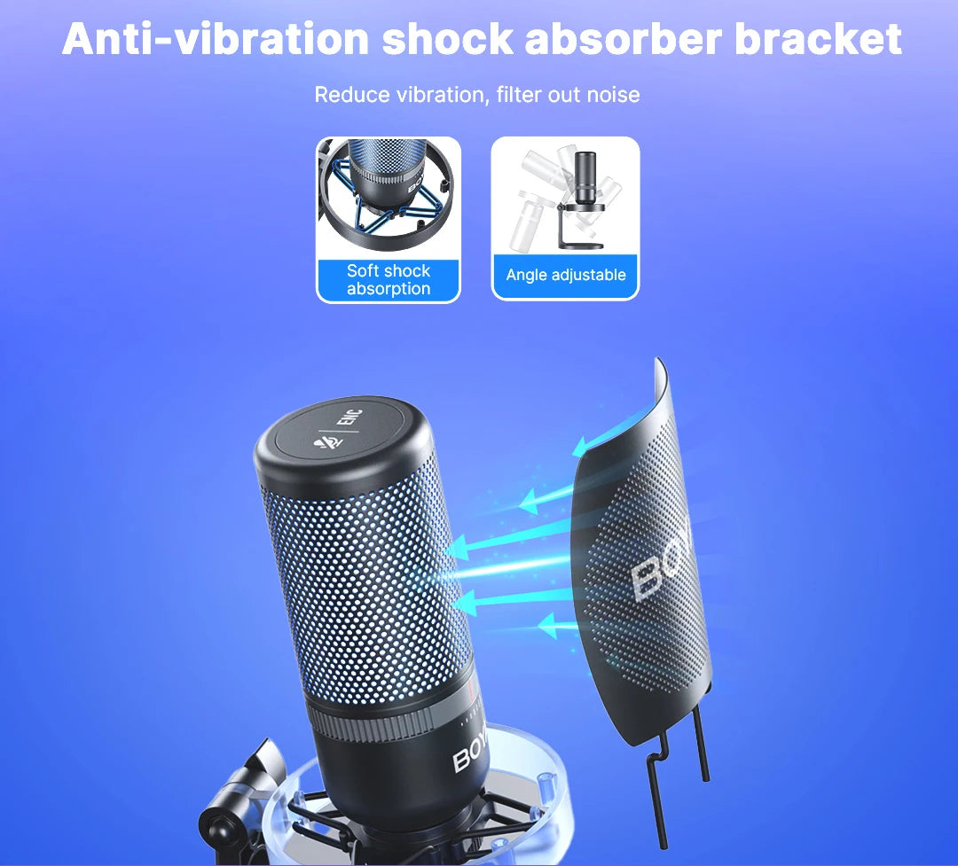 BOYA K3 USB Condenser Microphone with RGB Control/Headphone jack/Mute,MIC for PC Gaming Recording Streaming AmpliGame Podcasting