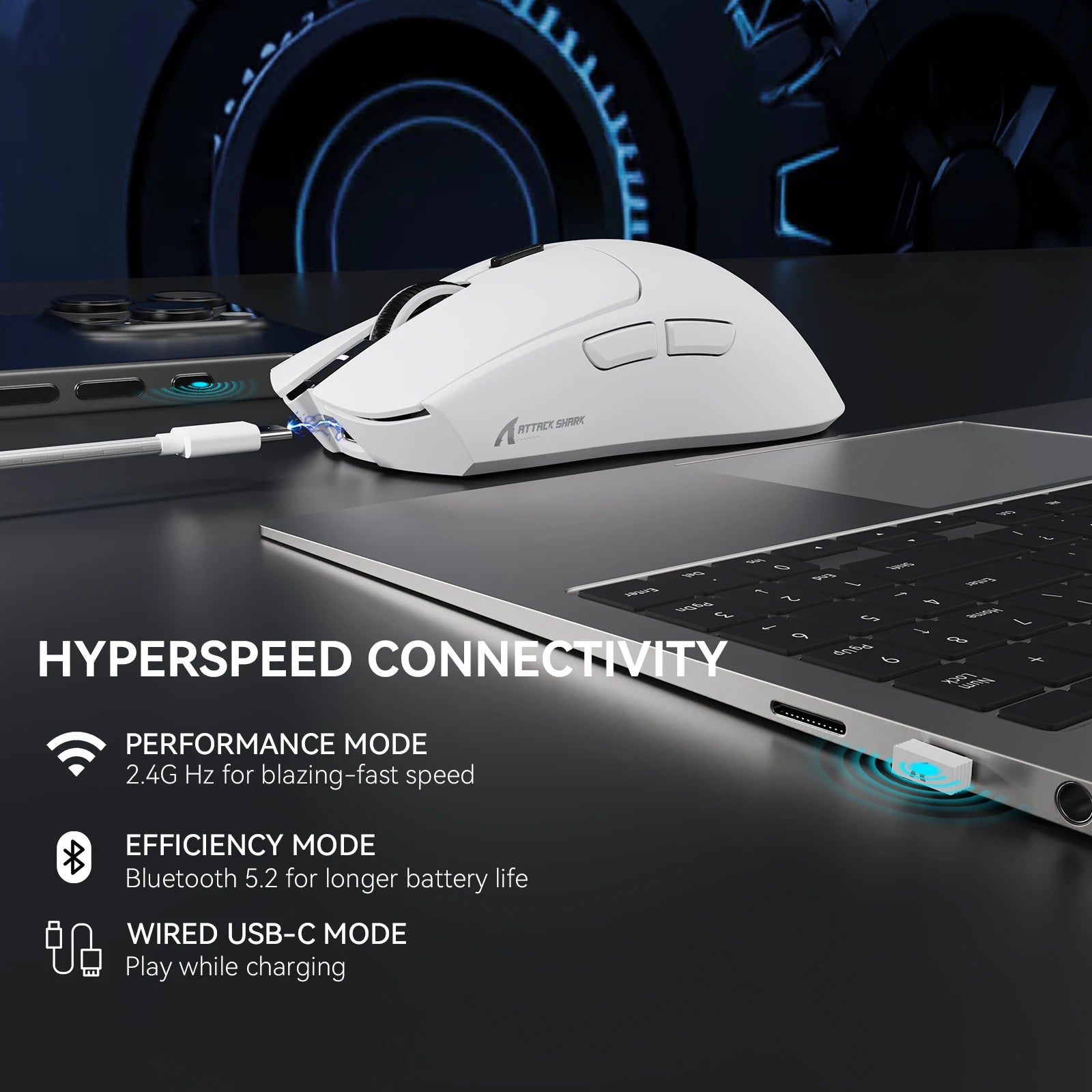 ATTACK SHARK X1 Ultralight Wireless Gaming Mouse with Magnetic RGB Charging Dock,PixArt PAW3395 Pro Sensor,40000DPI for PC/Mac