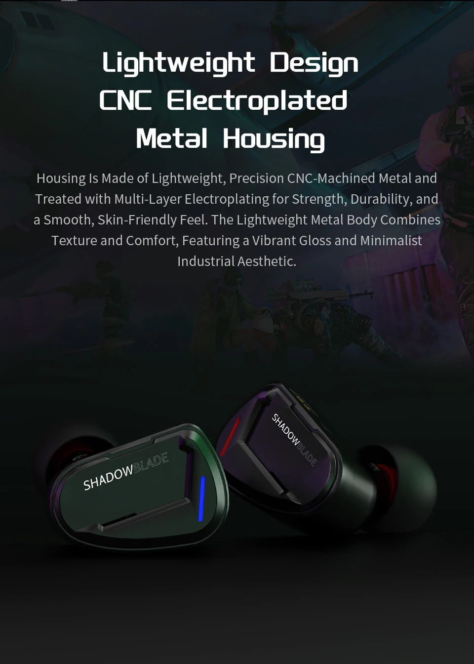 CVJ  Shadow Blade In Ear Earphones 1DD+1 Vibration Switch Adjustable Gaming ports in-ear typec Hifi Headphones konoka Mermaid2