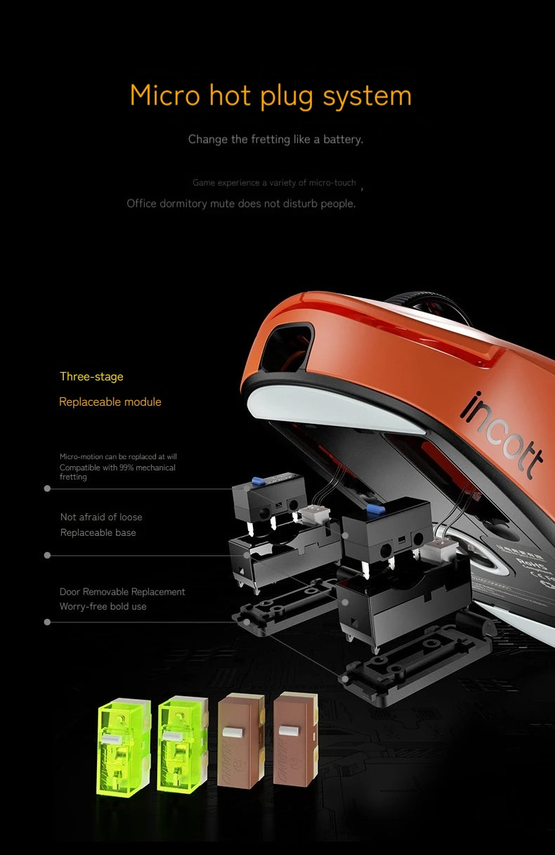 Incott G23 Pro Mouse Hot Plug Micro Motion Electronic Gaming Games Three Mode 8k Wireless Bluetooth Paw3395 Office Mouse Gifts