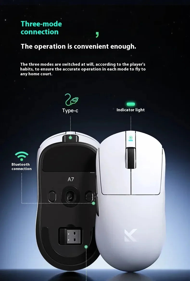 MCHOSE A7 Series Mouse PAW3950 8K Top Speed Receiver Ergonomics 2.4G Wireless Gaming E-Sports Mice Customized PC Accessory Gifts