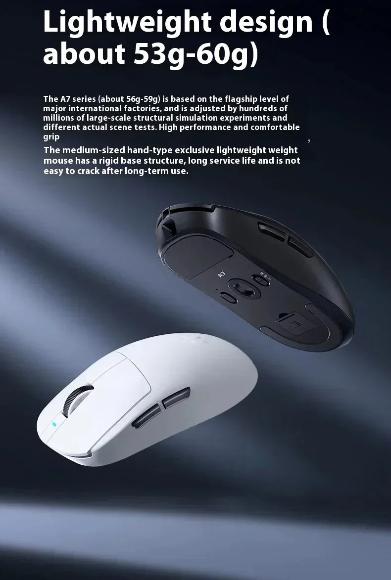 MCHOSE A7 Series Mouse PAW3950 8K Top Speed Receiver Ergonomics 2.4G Wireless Gaming E-Sports Mice Customized PC Accessory Gifts