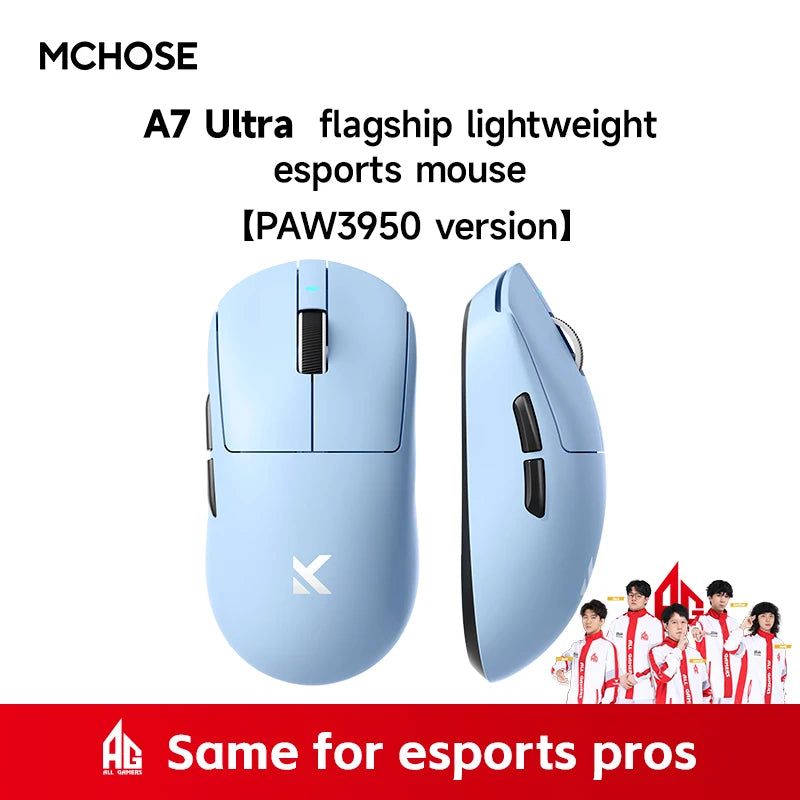 MCHOSE A7 Pro Ultra Wireless Gaming Mouse 59g Lightweight Office PAW3950 Dual 8K Polling Rate 42000 DPI 500mAh Ultra-low Latency