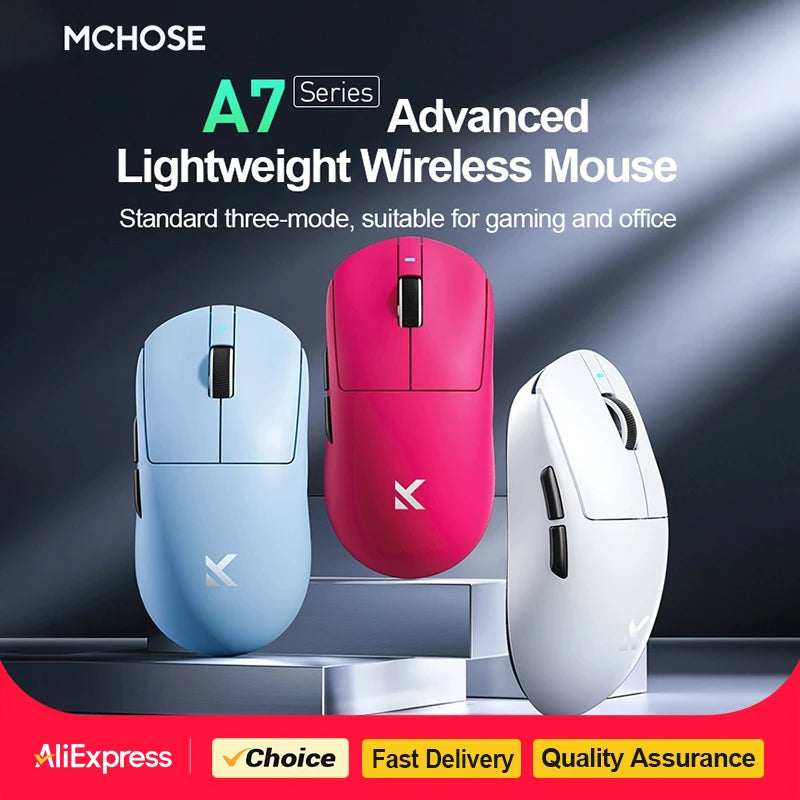 MCHOSE A7 Pro Wireless E-sports Gaming Mouse Bluetooth Rechargeable PAW3395 Lightweight Ergonomic 2.4G Wireless Mouse
