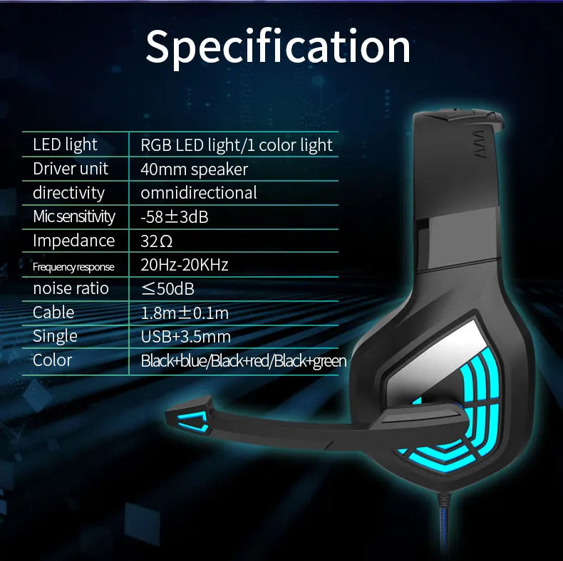 G7 Gaming Headset With Noise-cancelling Microphone Surround Sound 3.5mm Wired LED Gaming Headset For Gamers