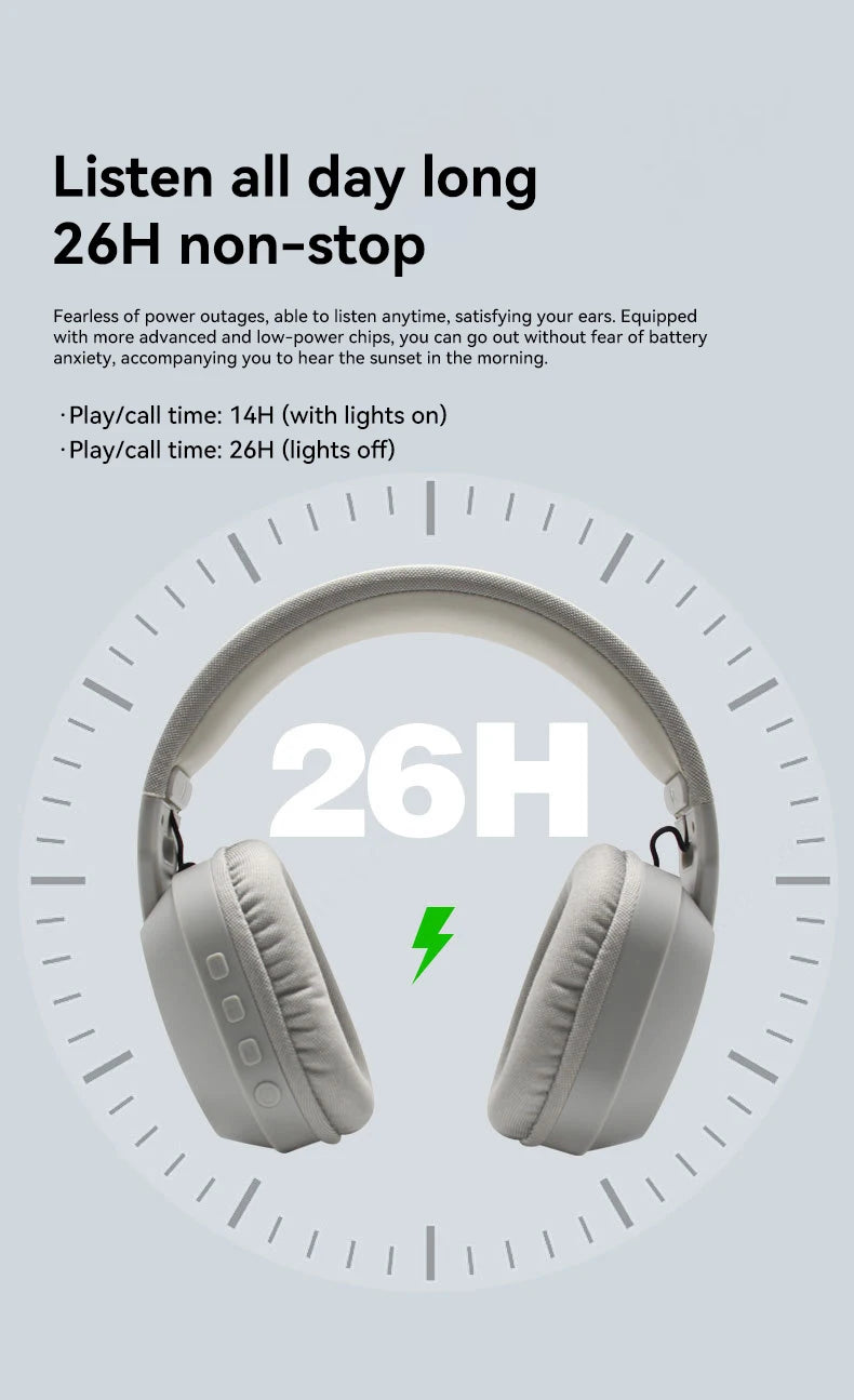 MZYMI Foldable Over Ear Headset B500 RGB Wireless Gaming Earphone Low Latency Outdoor Sport Headphone Built-in Mic For PC