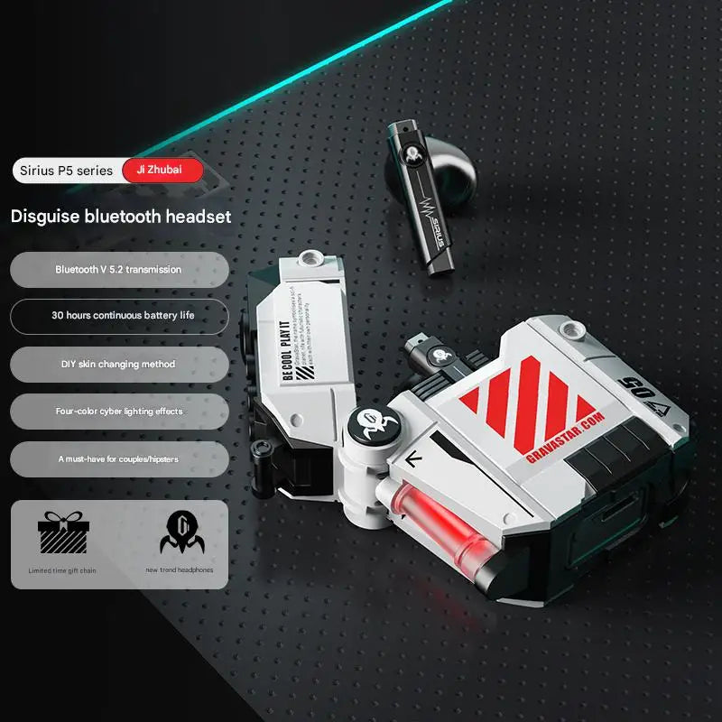 GravaStar P5 Bluetooth headset noise reduction HIFI sound quality long battery life semi-in-ear gaming mecha headset Gift