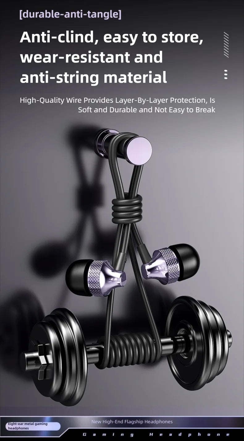 For Samsung Galaxy Gaming Wired Headphones Type C 3.5mm Heavy Bass In-Ear Earphones With Mic Phone Tablet PC HIFI Music Earbuds