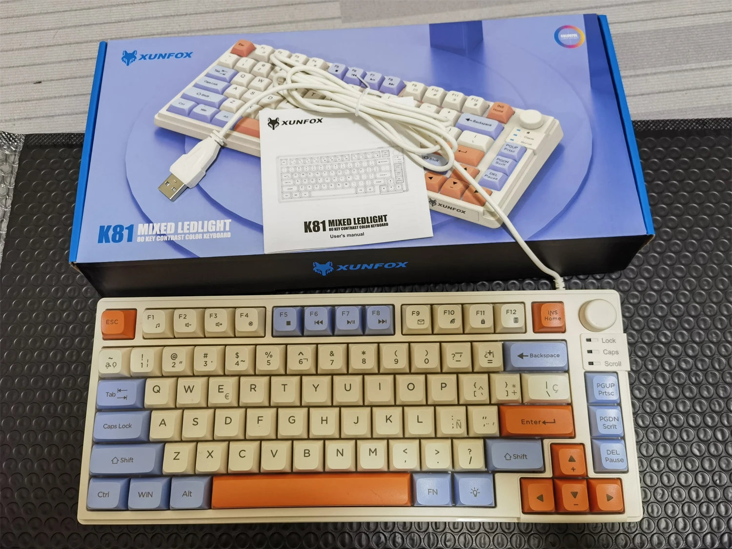 Keyboard K81 Gaming Keyboard 81 Key 80% Layout Spanish Russian Korean Arabic Keyboard USB Wired RGB Light Volume Knob Ergonomics