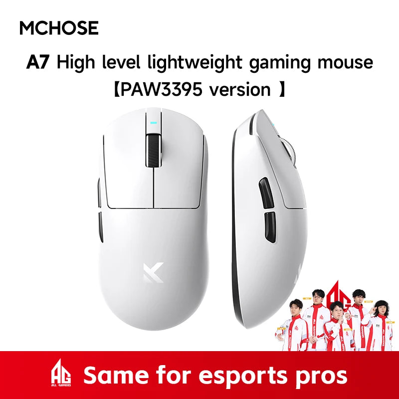 MCHOSE A7 Pro Ultra Wireless Gaming Mouse 59g Lightweight Office PAW3950 Dual 8K Polling Rate 42000 DPI 500mAh Ultra-low Latency