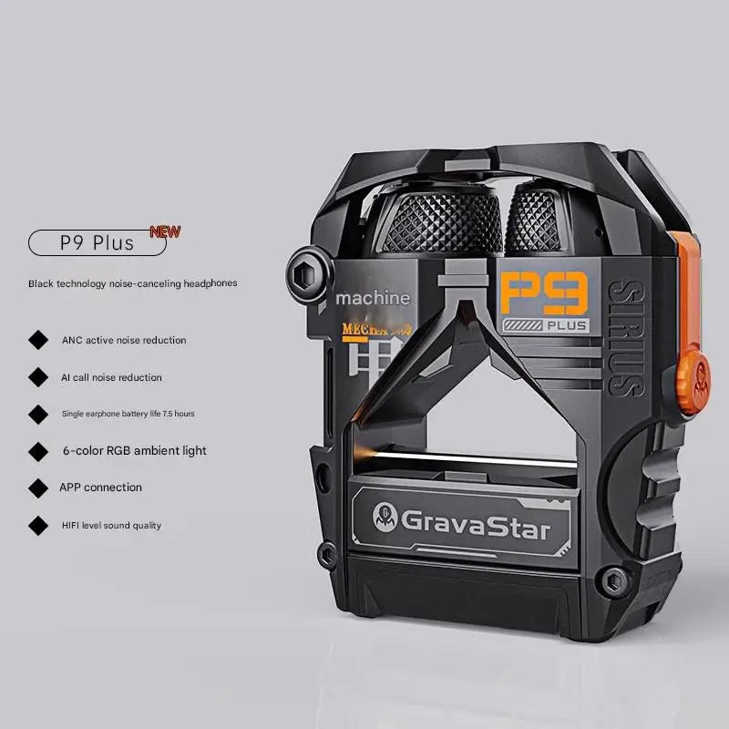 GravaStar P5 Bluetooth headset noise reduction HIFI sound quality long battery life semi-in-ear gaming mecha headset Gift
