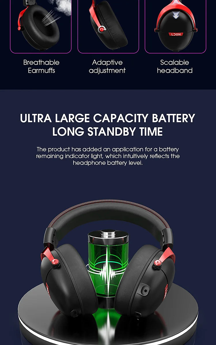 LDON F04 Gaming Wireless Headphone with Mic Over-Ear Headphones Bluetooth 5.3 40mm Driver 2.4G/Wireless Game Headsets