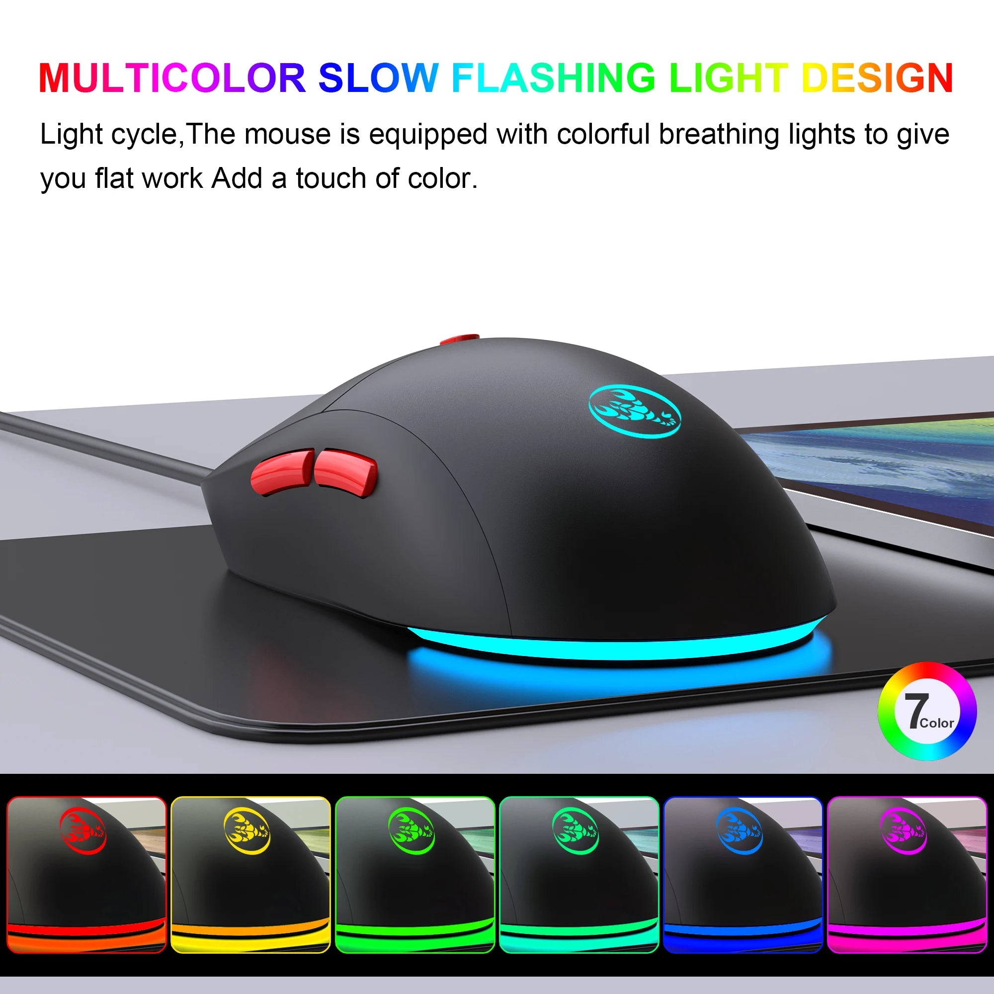 HXSJ 2.4G Wireless Rechargeable Mouse Ergonomic PAW3212 Professional IC, 650mAh Battery, 6-key Optical Gaming mouse for laptop
