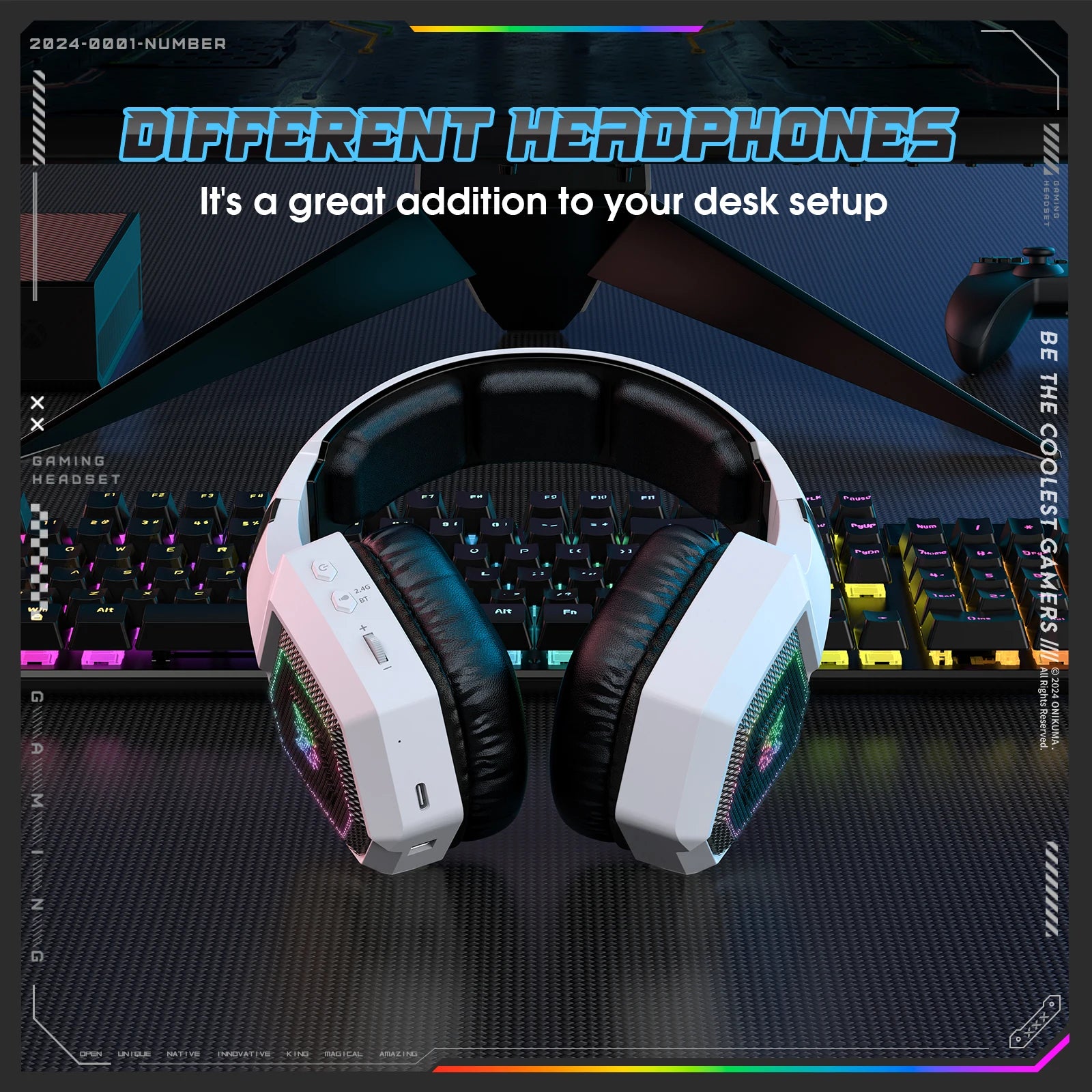 ONIKUMA Tri-Mode Headset Noise Cancelling HD Microphone Professional Gaming Wireless Headset