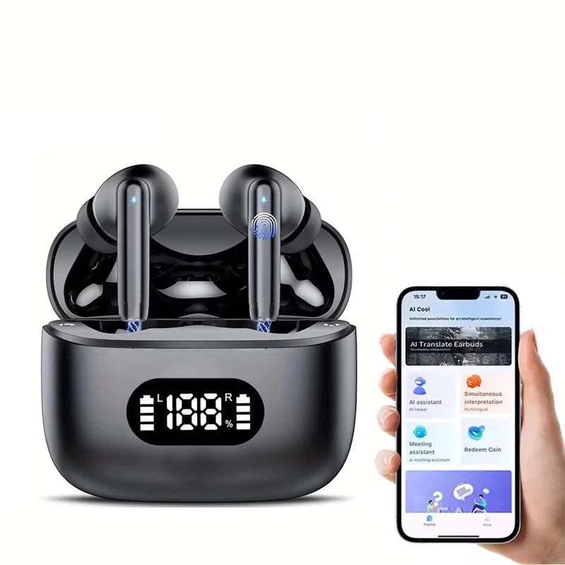 UYUXIO Real Time Translating Earphone AI Language Translator Earbuds with 144 Languages Ear Buds for Learning Travel Business