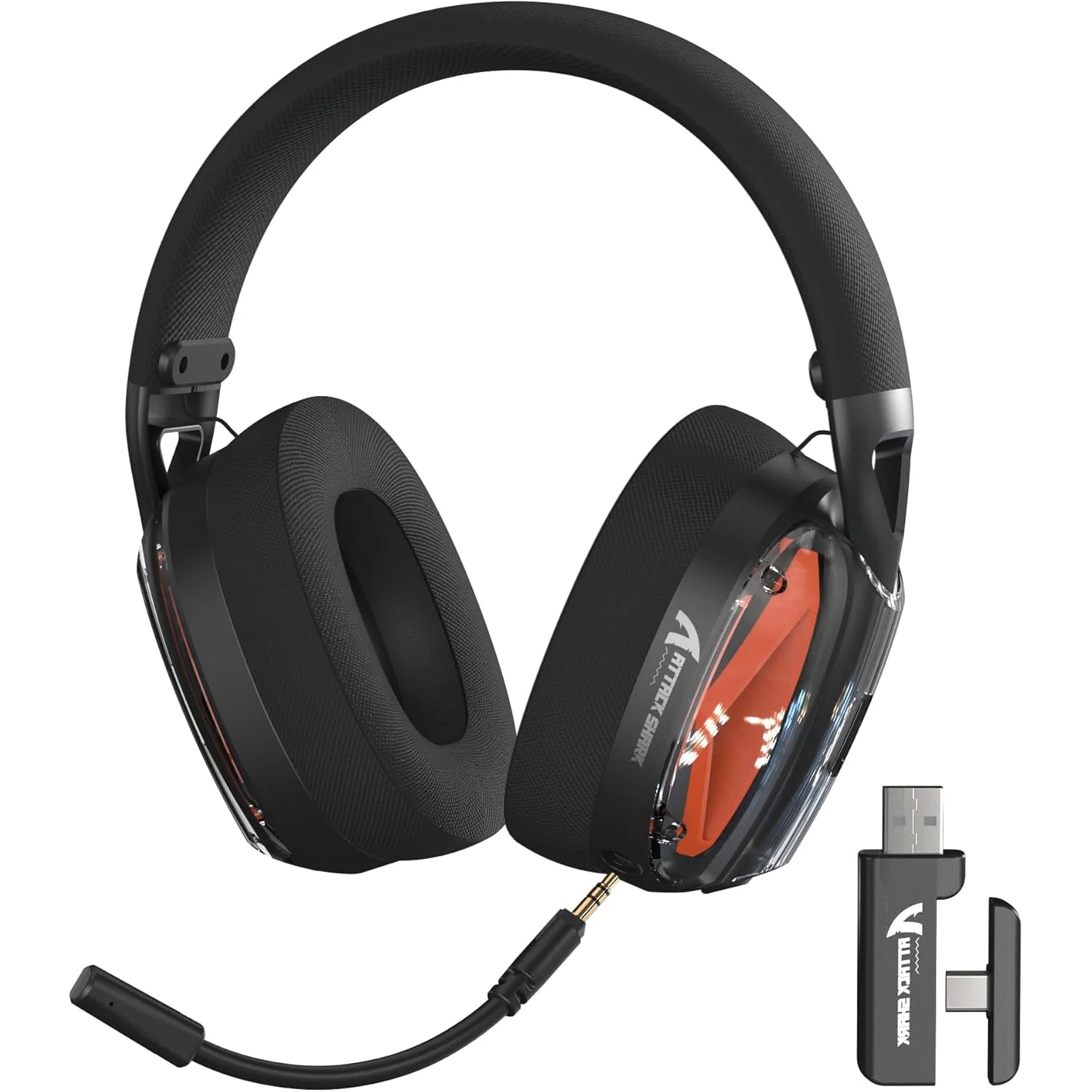 ATTACK SHARK L60 Ultra-light Gaming Headphone, 2.4G/BT/Wired Tri-mode, Wireless with Usb & Type C Receiver, Detachable Mic