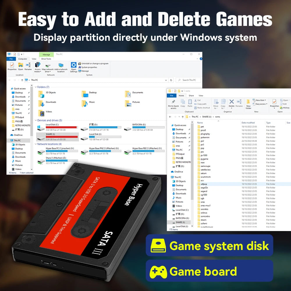 Batocera.Linux 35 2TB Gaming HDD Portable Game Hard Drive with 52000+ Games for PS3/PS2/Wii/WiiU/N64/MAME/SS for PC/Laptop/Mac