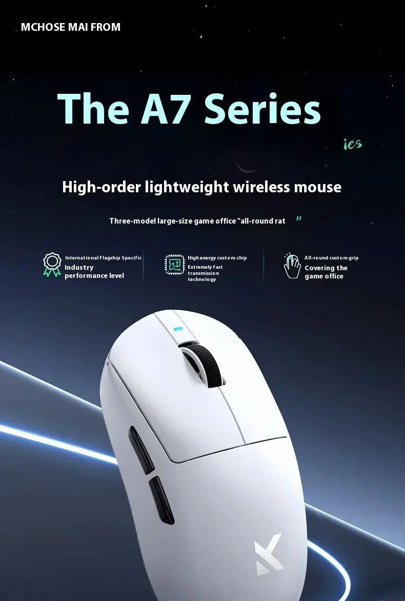MCHOSE A7 Series Mouse PAW3950 8K Top Speed Receiver Ergonomics 2.4G Wireless Gaming E-Sports Mice Customized PC Accessory Gifts