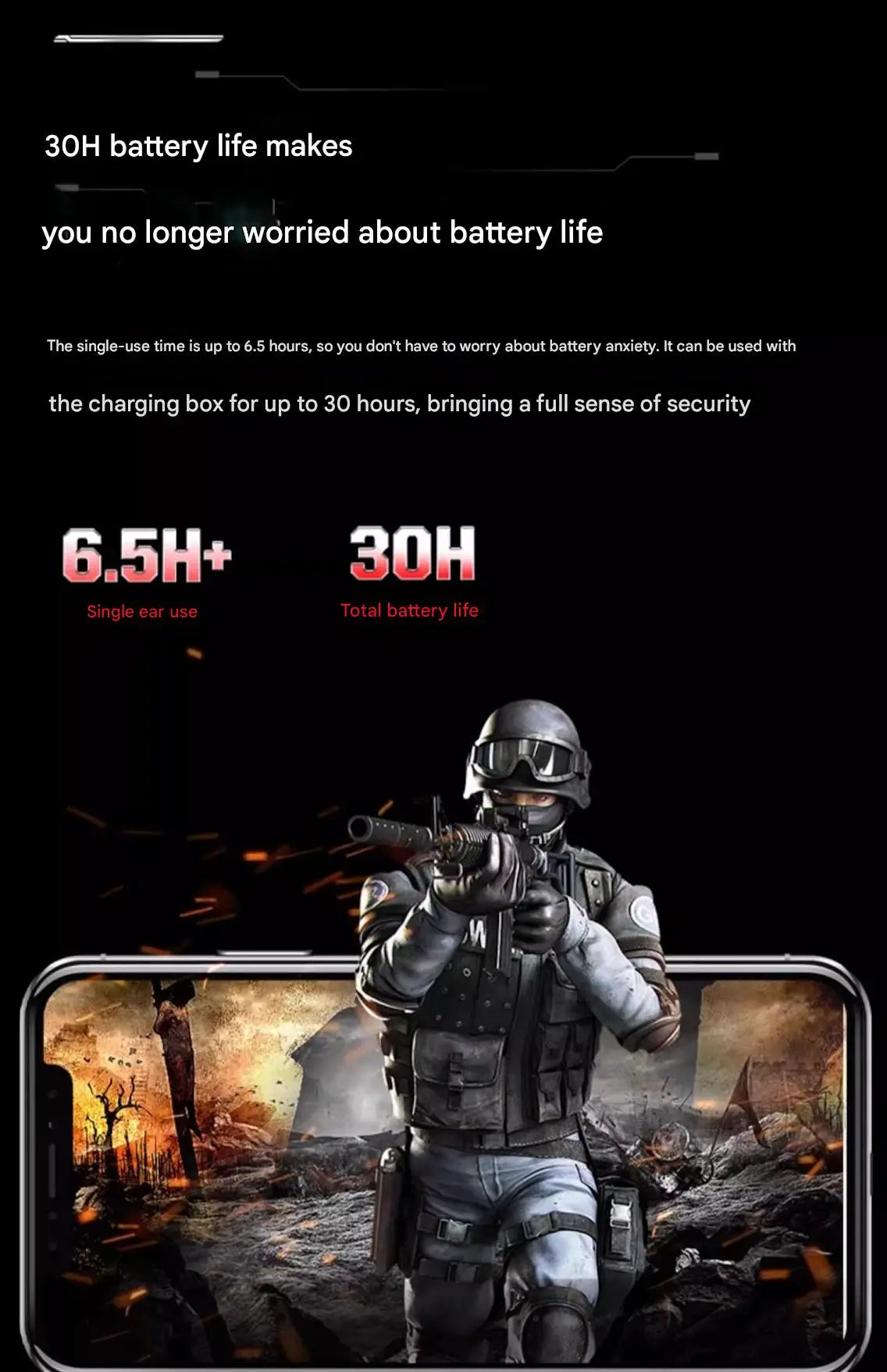 GravaStar P5 Bluetooth headset noise reduction HIFI sound quality long battery life semi-in-ear gaming mecha headset Gift