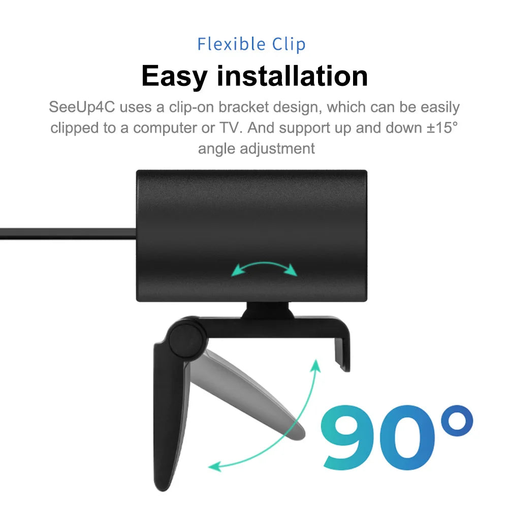 4K Webcam AI Voice Tracking with Mics Camera 4X Digital Zoom 30fps Auto Focus for PC Living Stream Online Meeting Video Camera
