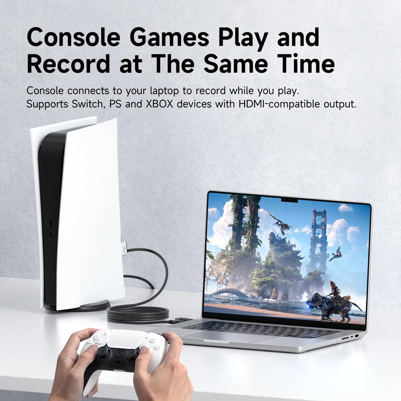 Hagibis USB 3.0 Video Capture Card HDMI to USB-A/Type-C Capture Cable PD 100W for Quest 3 Switch Gaming Live Streaming Recorder