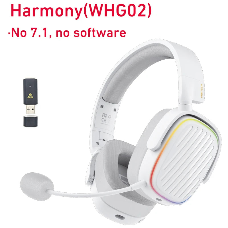 FANTECH Harmony PRO WHG02P 7.1 Surround Sound Gaming Headset Bluetooth 5.3 2.4G Wireless Headphones With Detachable Mic