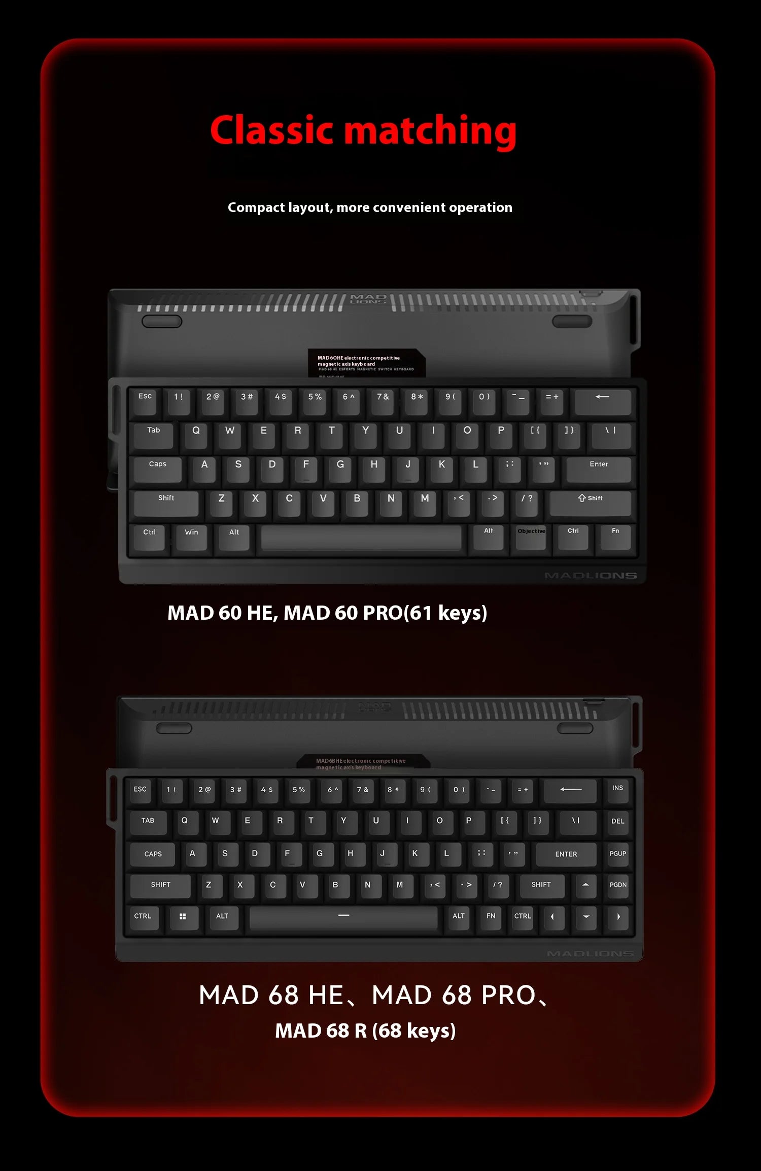 FGG Madcatz MAD60/68 HE Mad 60he 8K Mechanical Keyboard Magnetic Switch Madlions Mad 68he Wired Gaming Keyboards Gamer Custom