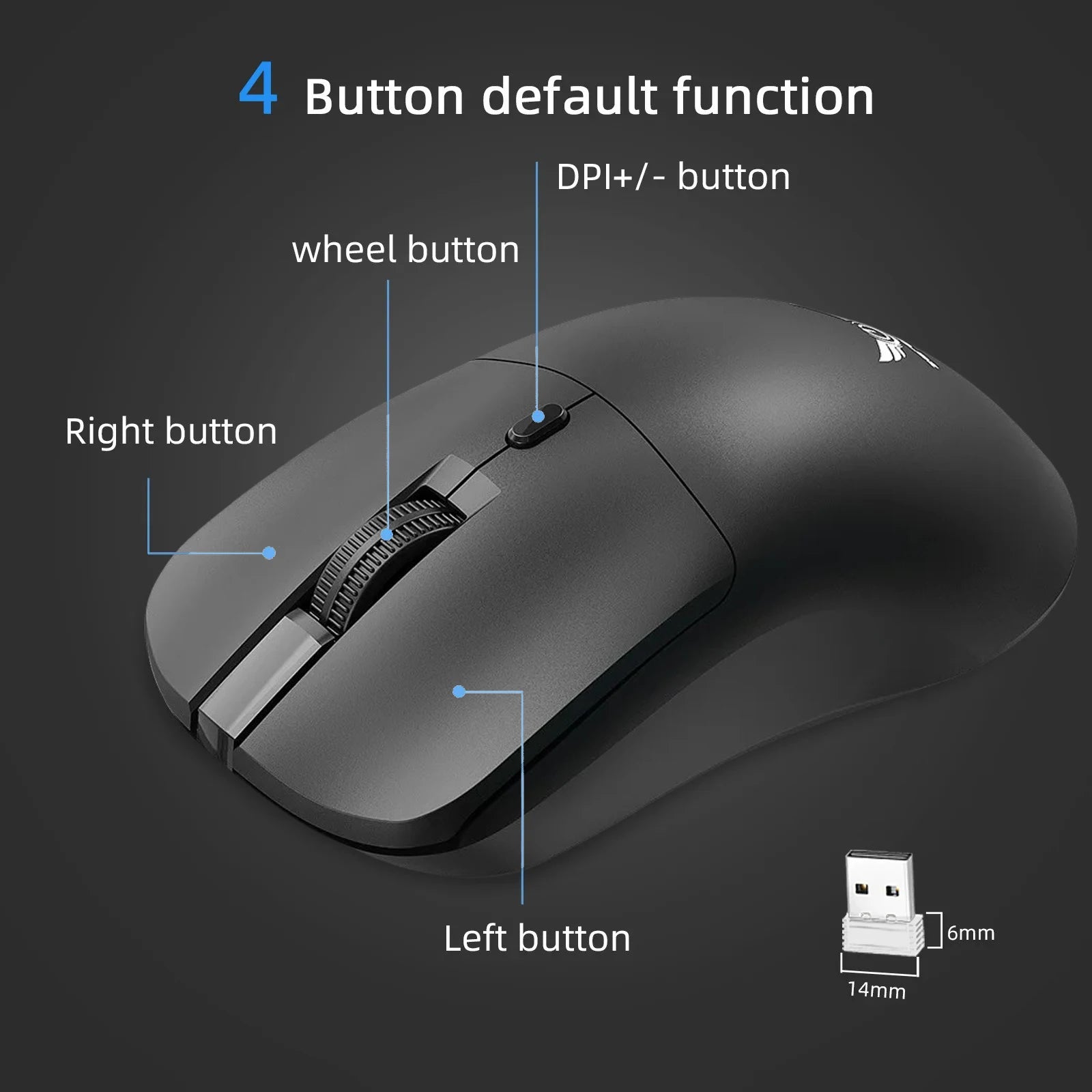 2.4G Wireless Mouse Gaming Mouse 3 Levels 1600 DPI Optical Office Mouse Ergonomic Mouse Mice for PC Computer Laptop Macbook