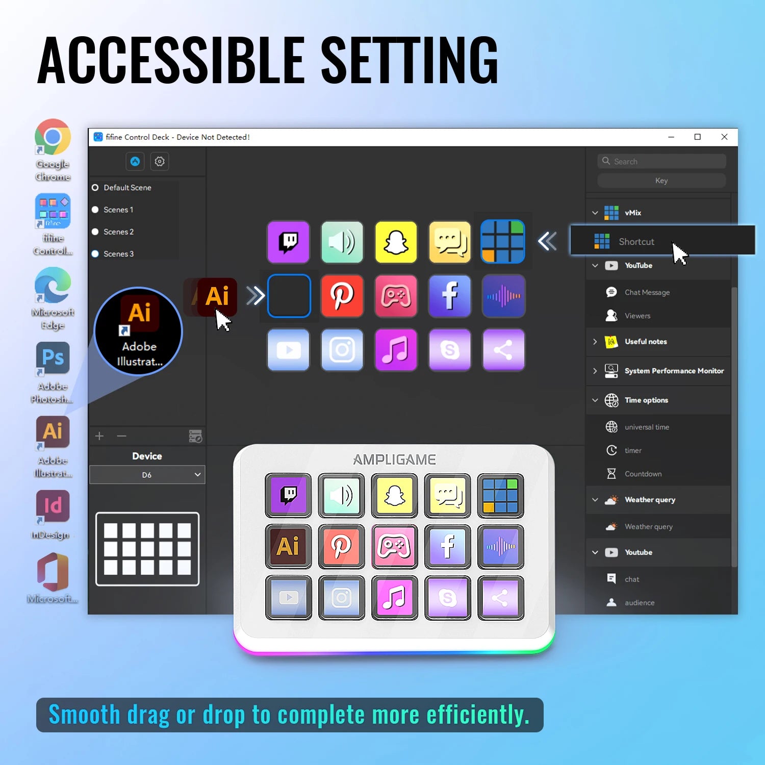 FIFINE D6 Macro Stream Controller App-Triggered Actions with 15-Key Programmable Deck for Live Streaming, for OBS/Twitch/YouTube