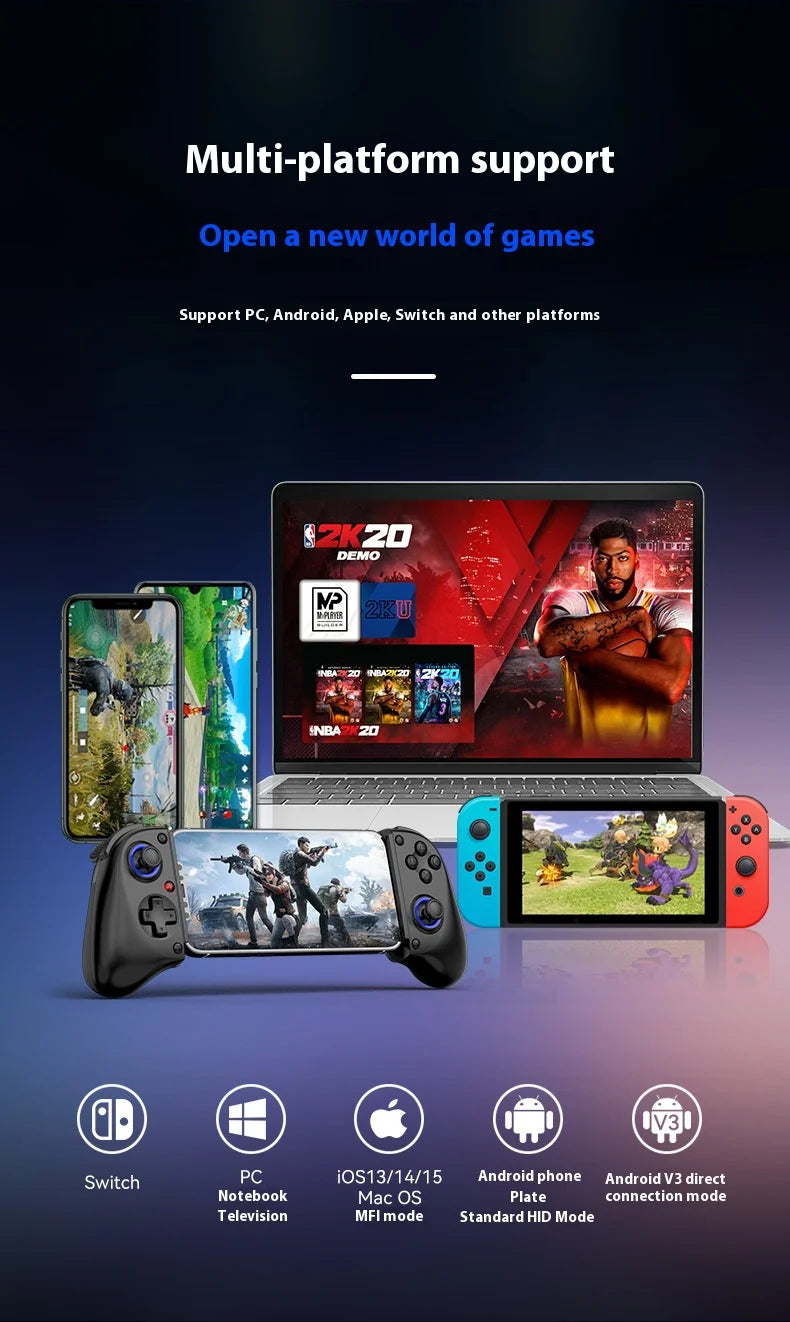 D11 Stretch gamepad Hall Trigger macro back Key Switch Android IOS Streaming gamepad PC type-c Link