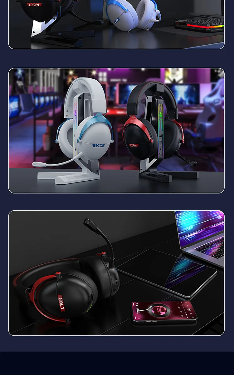 LDON F04 Gaming Wireless Headphone with Mic Over-Ear Headphones Bluetooth 5.3 40mm Driver 2.4G/Wireless Game Headsets