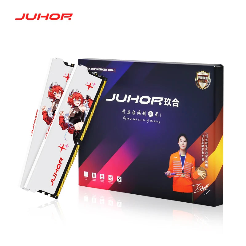 JUHOR Memoria Ram ddr4 8GB 16GB 3200MHz 3600MHz DIMM Desktop  Gaming Memory RAMS with White Heat Sink