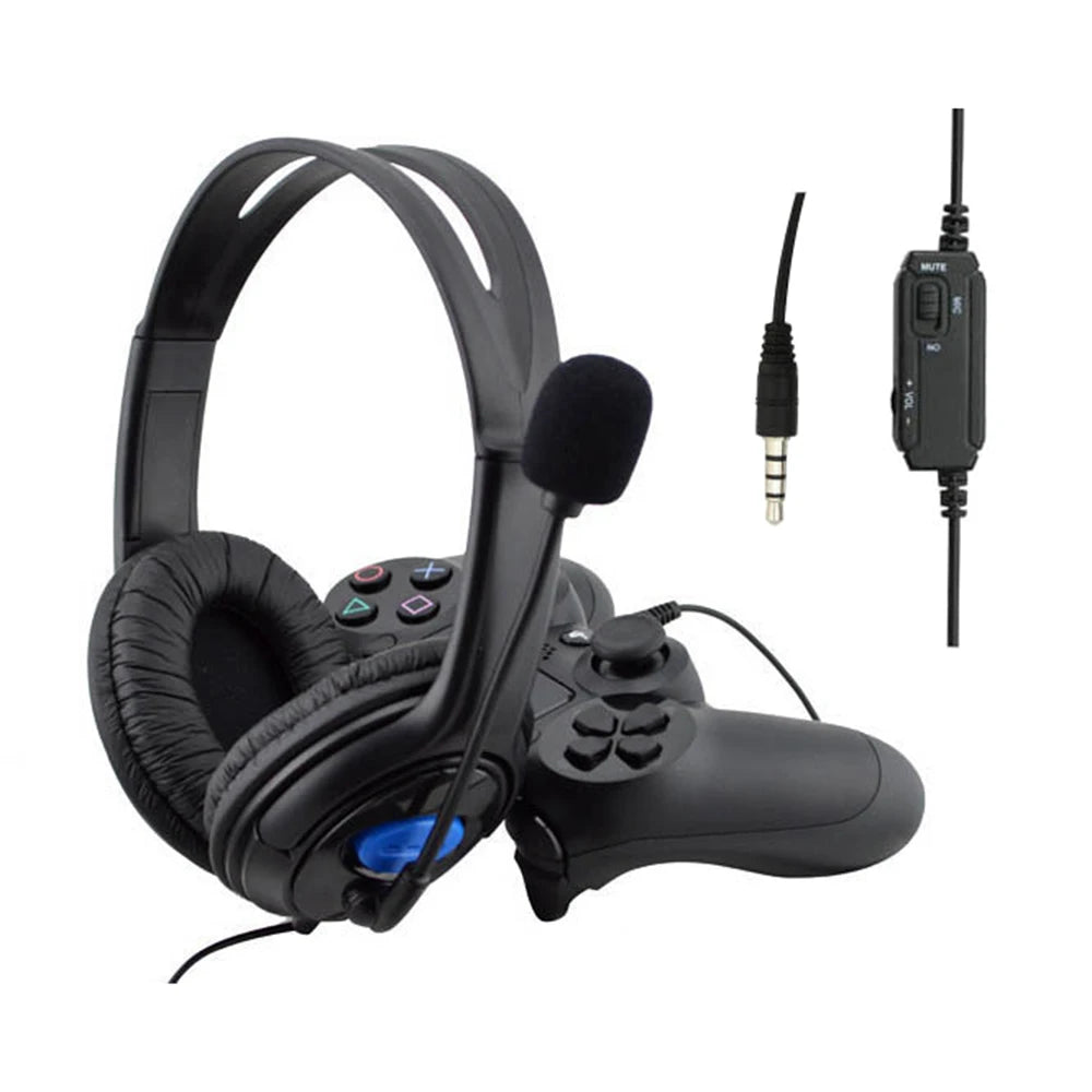 Headphones 3.5mm Wired Gaming Headset Earphones Music For PS4 Play Station 4 Game PC Chat computer With Microphone 120° Rotation