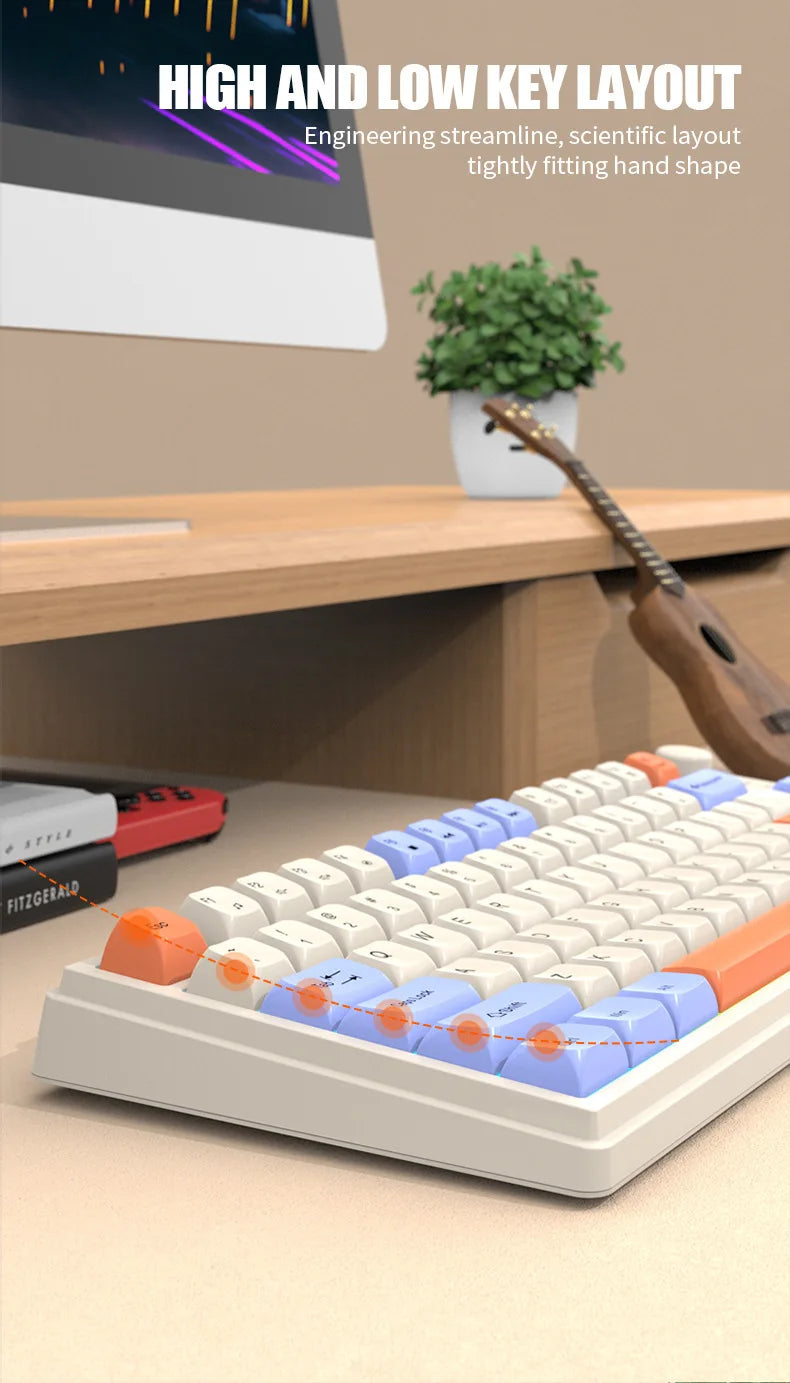 Keyboard K81 Gaming Keyboard 81 Key 80% Layout Spanish Russian Korean Arabic Keyboard USB Wired RGB Light Volume Knob Ergonomics