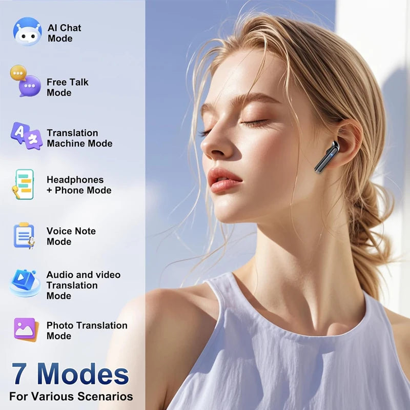 UYUXIO Real Time Translating Earphone AI Language Translator Earbuds with 144 Languages Ear Buds for Learning Travel Business