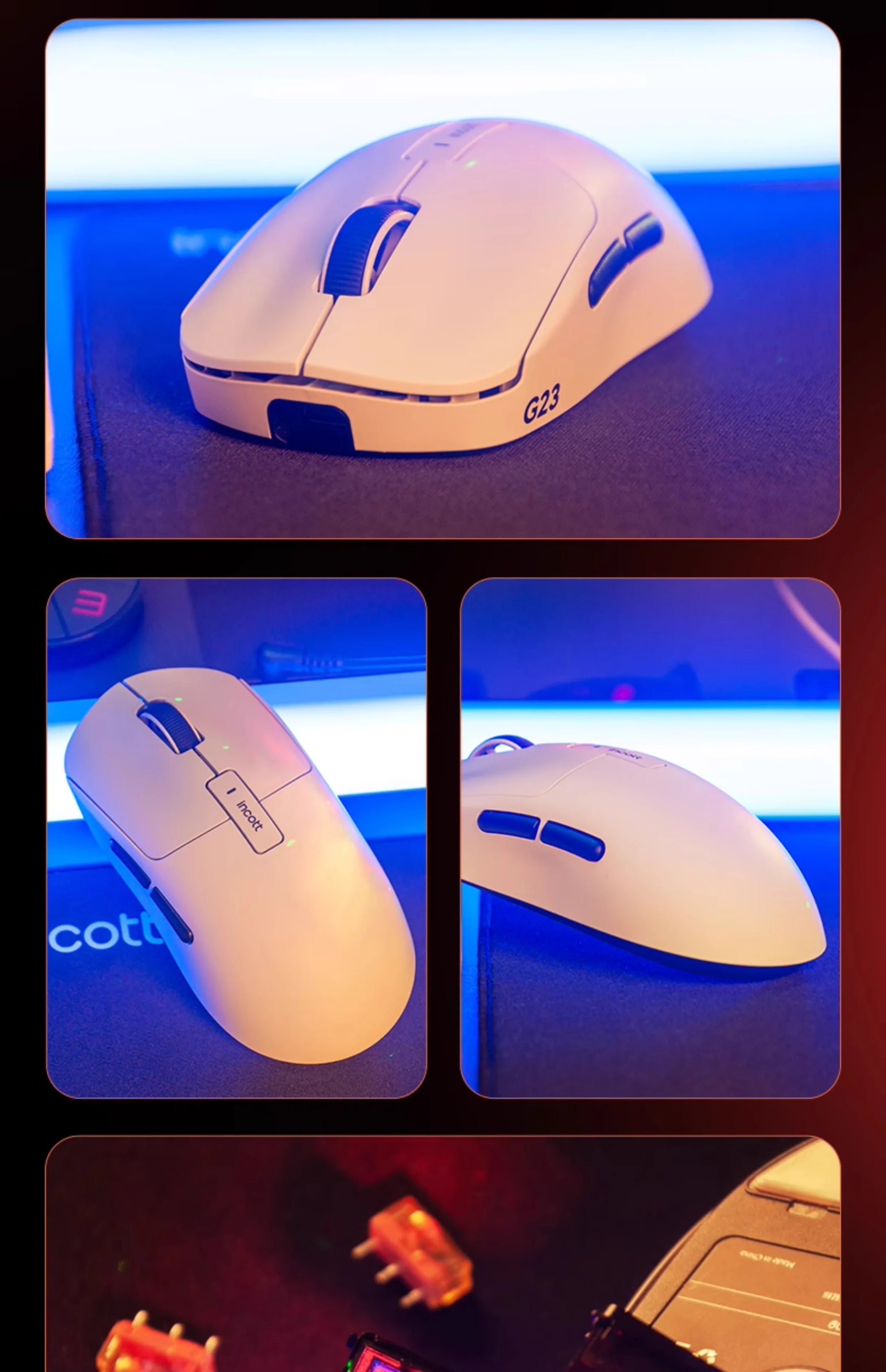 Incott G23 Pro Mouse Hot Plug Micro Motion Electronic Gaming Games Three Mode 8k Wireless Bluetooth Paw3395 Office Mouse Gifts