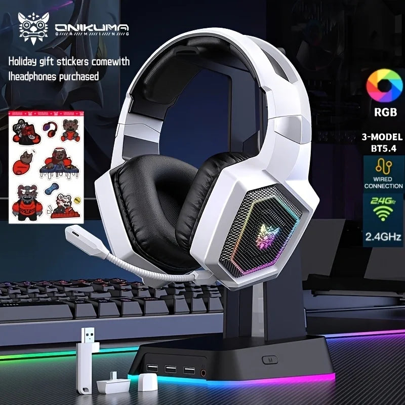 ONIKUMA Tri-Mode Headset Noise Cancelling HD Microphone Professional Gaming Wireless Headset