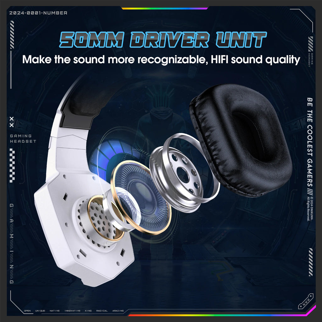 ONIKUMA Tri-Mode Headset Noise Cancelling HD Microphone Professional Gaming Wireless Headset