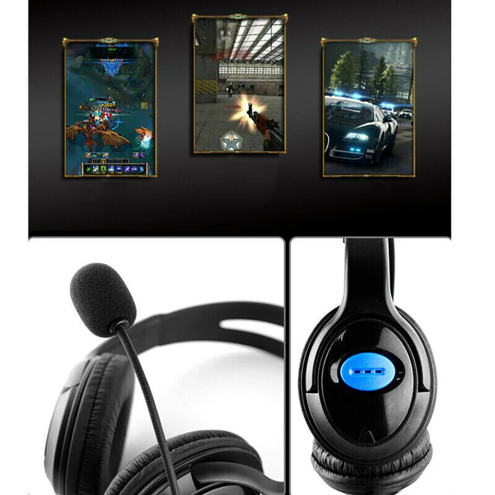 Headphones 3.5mm Wired Gaming Headset Earphones Music For PS4 Play Station 4 Game PC Chat computer With Microphone 120° Rotation